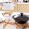 Wooden pot rack - heat-resistant and anti slip mat for dining tables and kitchen counters - natural wooden pot protection mat - practical kitchen tool