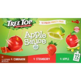 Tree Top Apple Sauce Variety Pack, Cinnamon/Strawberry/Apple, Pouches