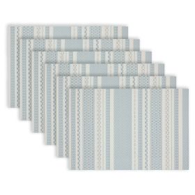 Set of 6 Reversible Placemats – 12"x18", PVC & Polyester Blend, Non-Slip, Heat & Tear Resistant, Washable