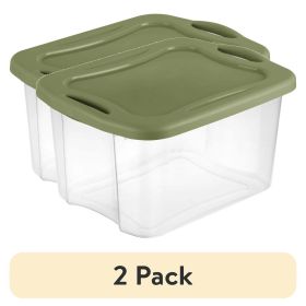 (2 pack) 40 Quart EZ Carry, Plastic Storage Bin, Full-Grip Handles, Green