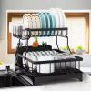 Detachable 2 Tier Dish Drying Rack with Drainboard, Rustproof Metal Dish Rack for Kitchen Countertop
